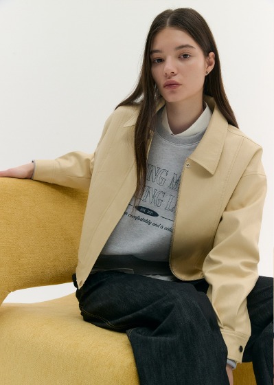 ECO LEATHER COLLAR BLOUSON (butter beige)